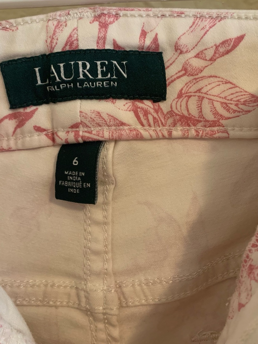 Ralph Lauren Cream Jeans with Pink Floral Print - Picture 3 of 6